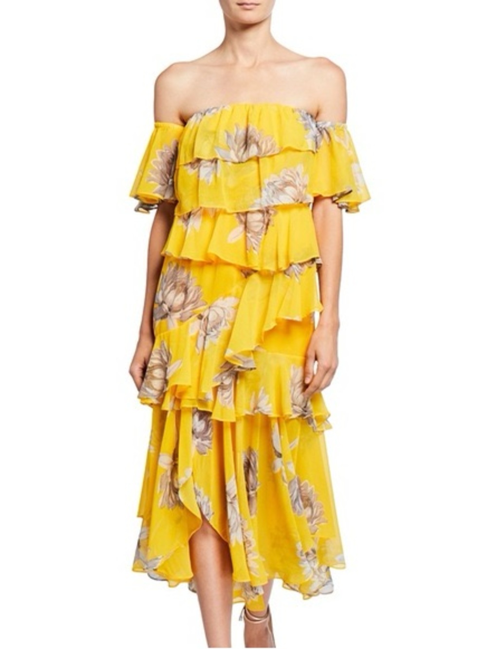 MISA off the shoulder midi dress